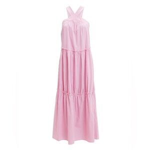 NOTES DU NORD KYLE STRIPED MAXI DRESS FR 40 PINK and WHITE
